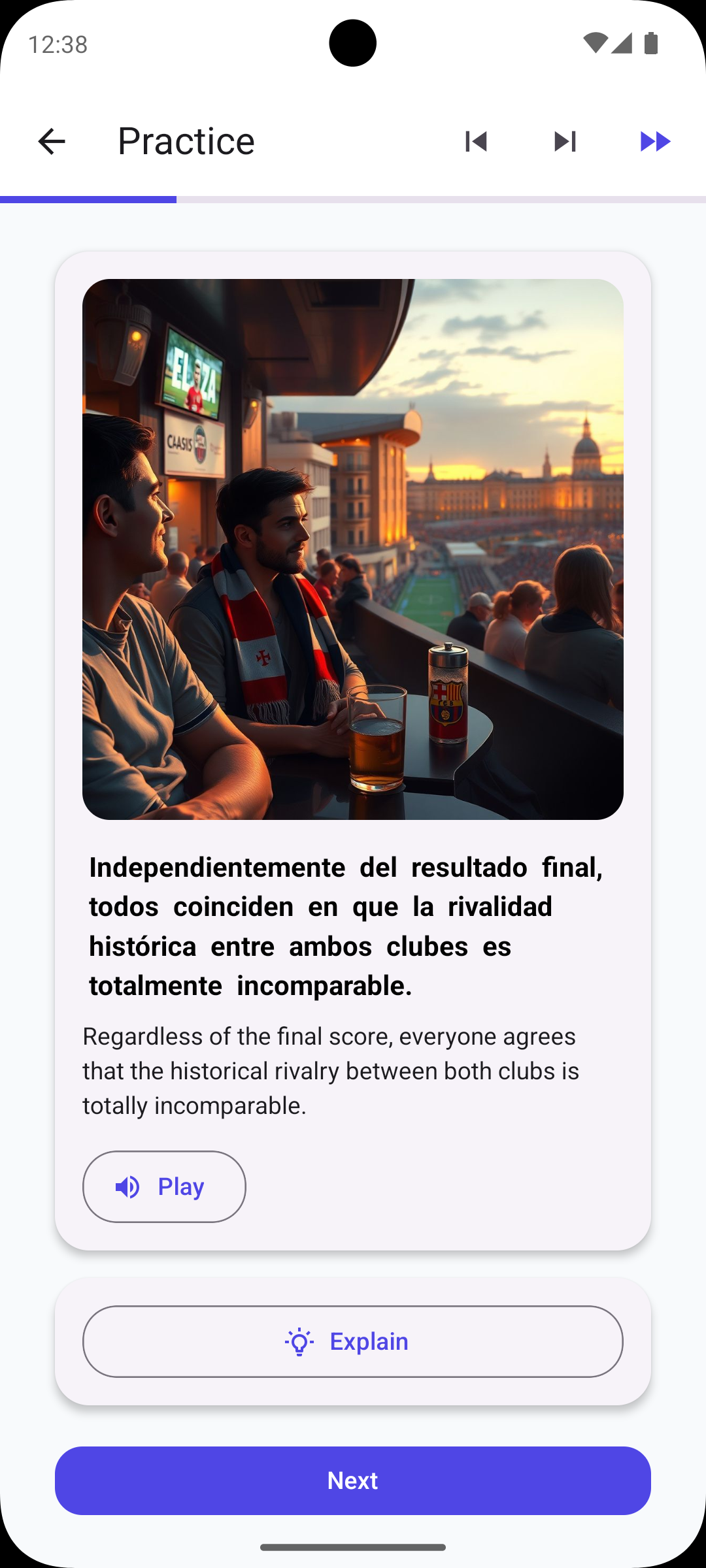 Spanish lesson - Madrid football stadium scenario