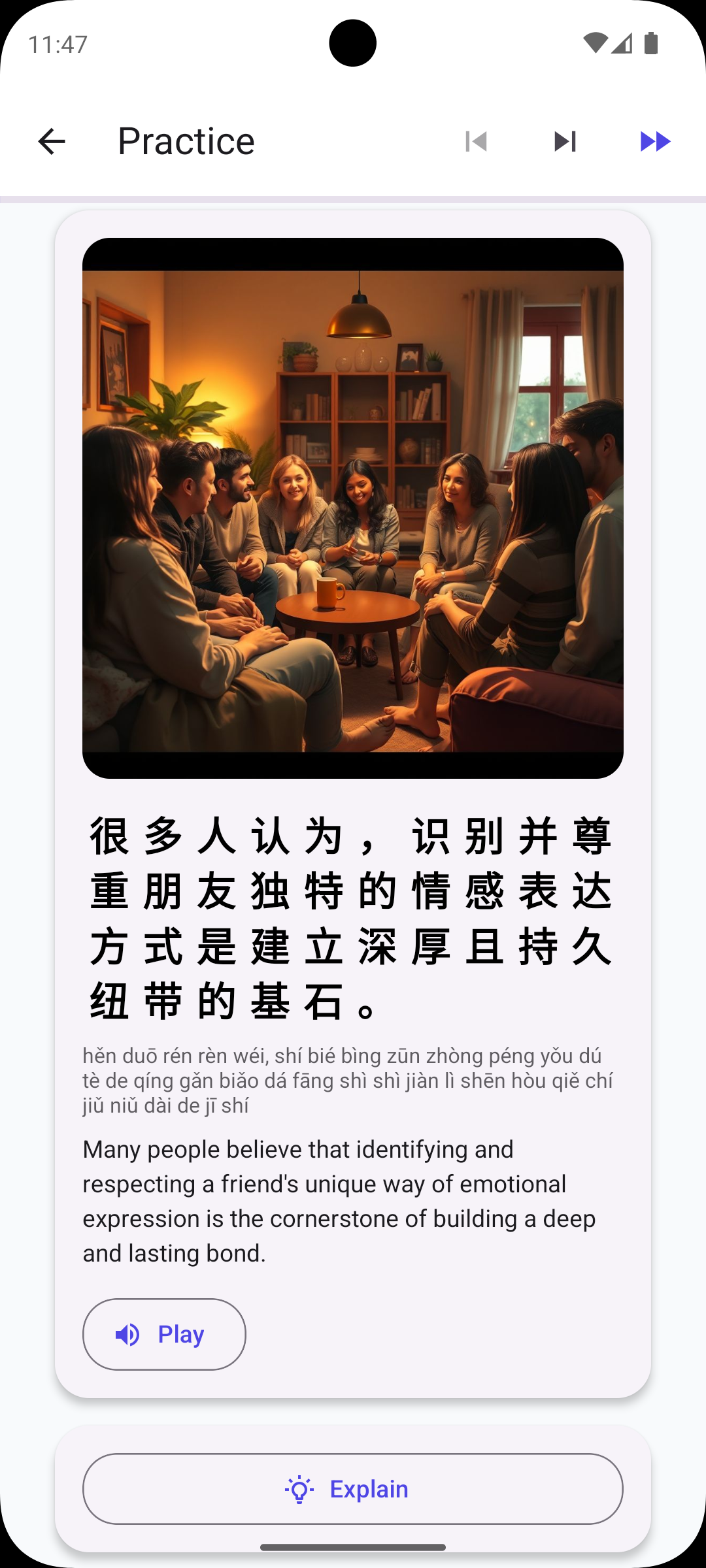 Viglot app — Spanish scenario with AI-generated imagery