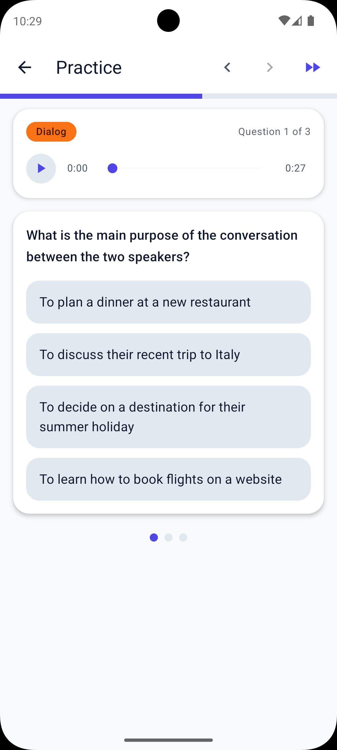 Listening comprehension exercise