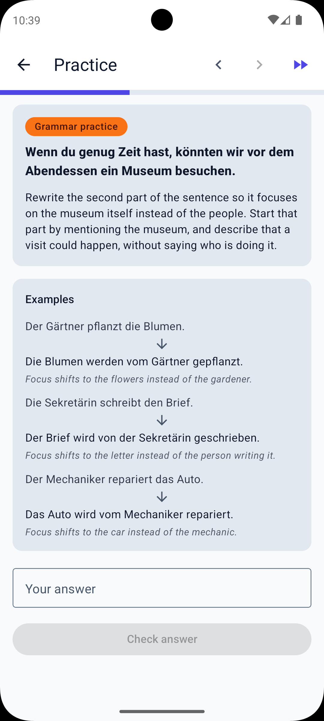 Grammar in context exercise