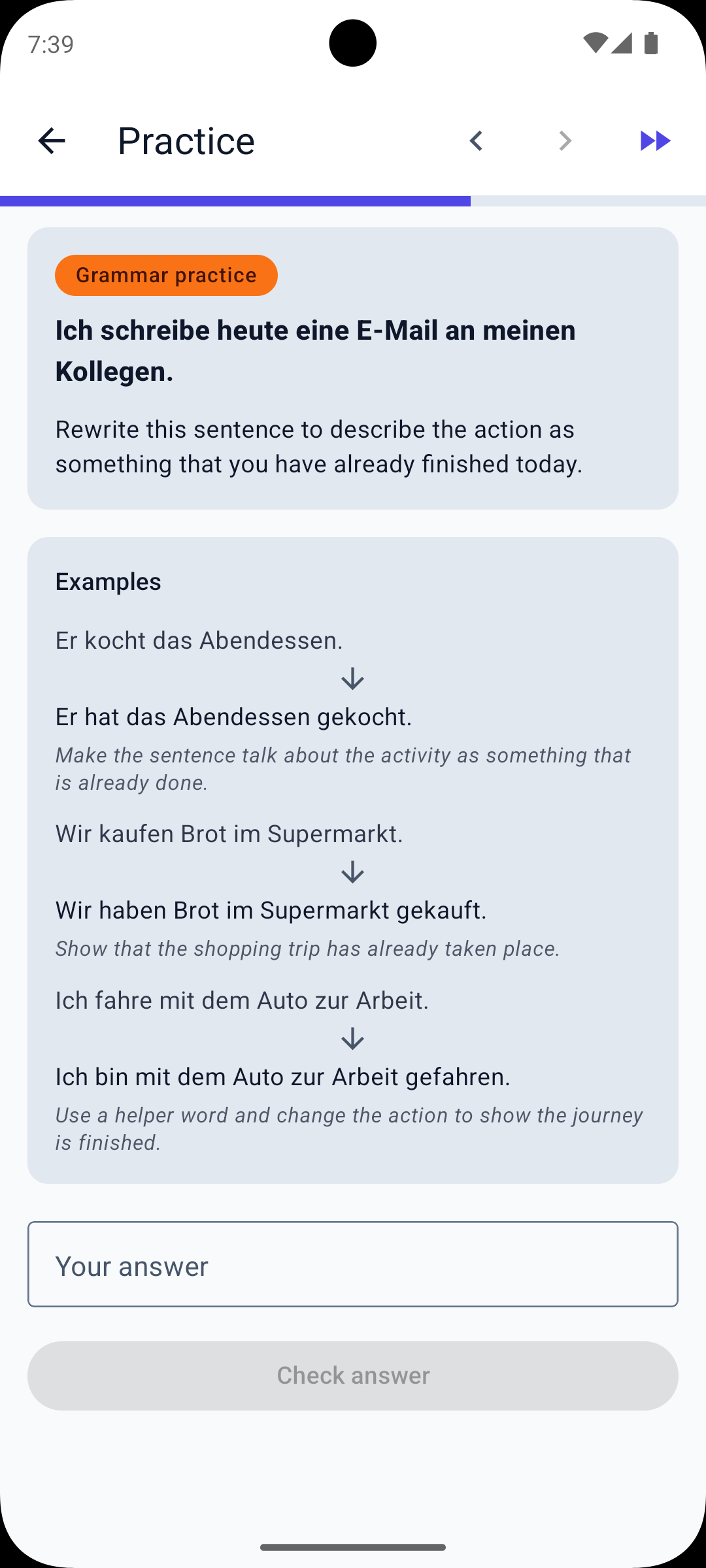 Grammar in context exercise