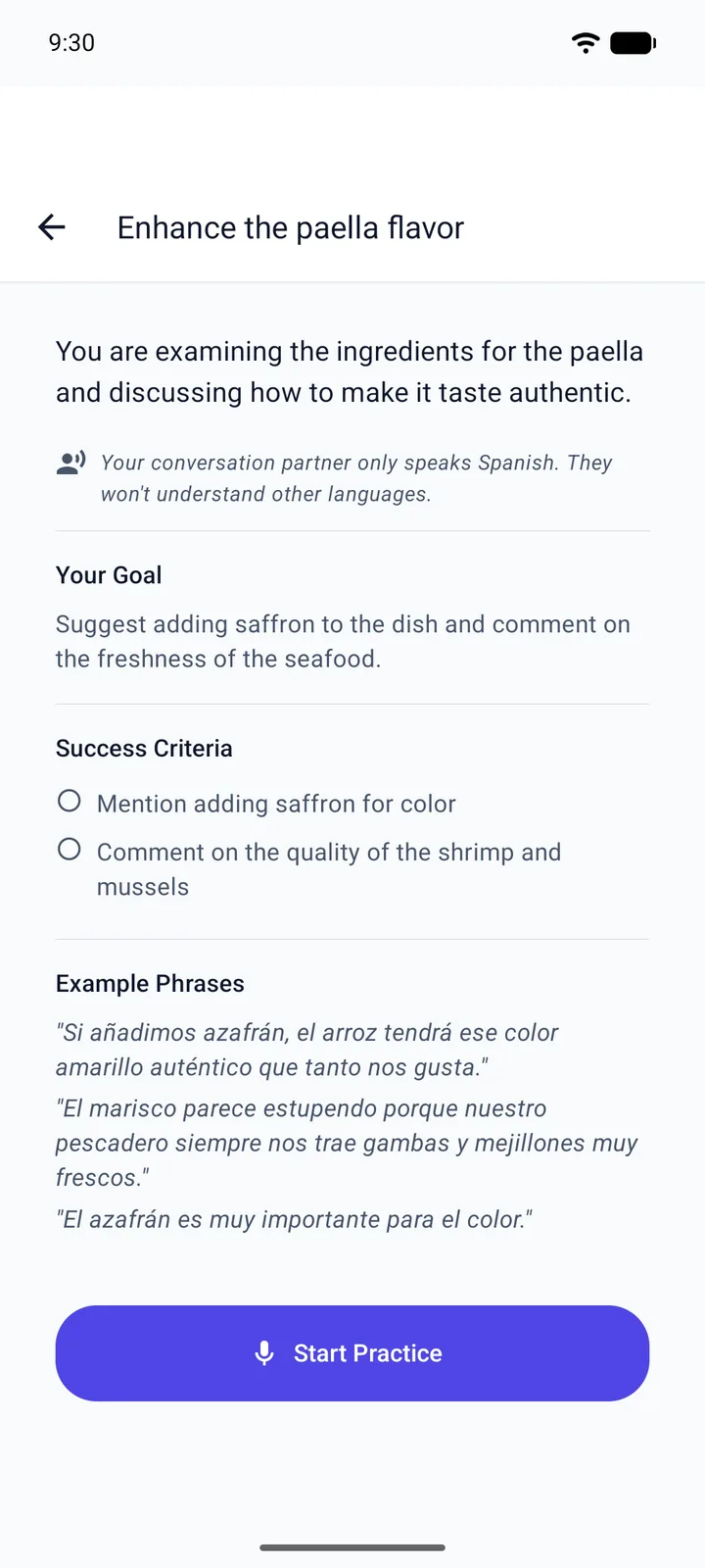 Voice Task — a spoken conversation with a goal and success criteria to hit
